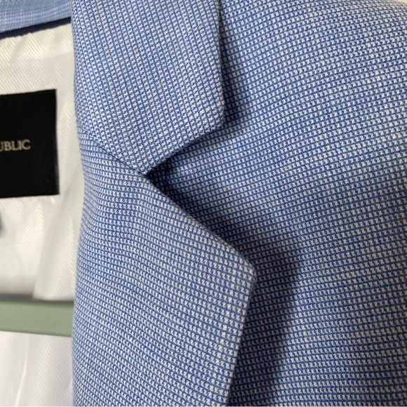 NWOT Banana Republic Classic Fit Chambray Blue Micro Plaid Blazer Sz 2 - Picture 5 of 16